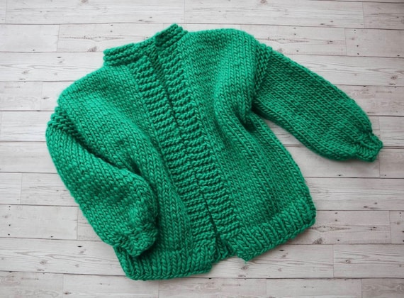 green chunky cardigan