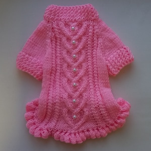 Hundepullover zum Valentinstag, Strickjacke für Hunde in rosa Farbe, Pullover für Hund und Katze, Kleidung für kleinen Hund, rosa Hundemantel