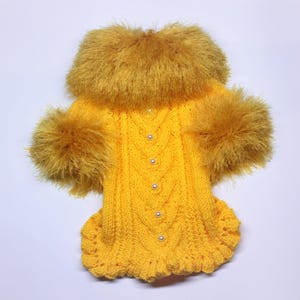 Yellow sweater for dog, Cardigan for dogs , Sweater for dog and cat, Clothes for small dog, Yellow dog coat