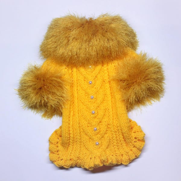 Yellow sweater for dog, Cardigan for dogs , Sweater for dog and cat, Clothes for small dog, Yellow dog coat