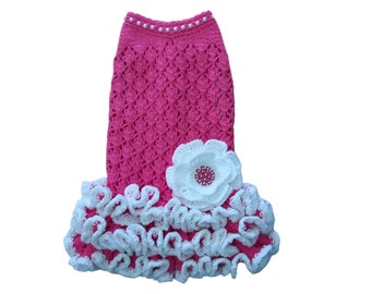 Openwork cotton dress for  dog Dog clothes Sweater for dogs  Knitted clothes for dogs and cats custom