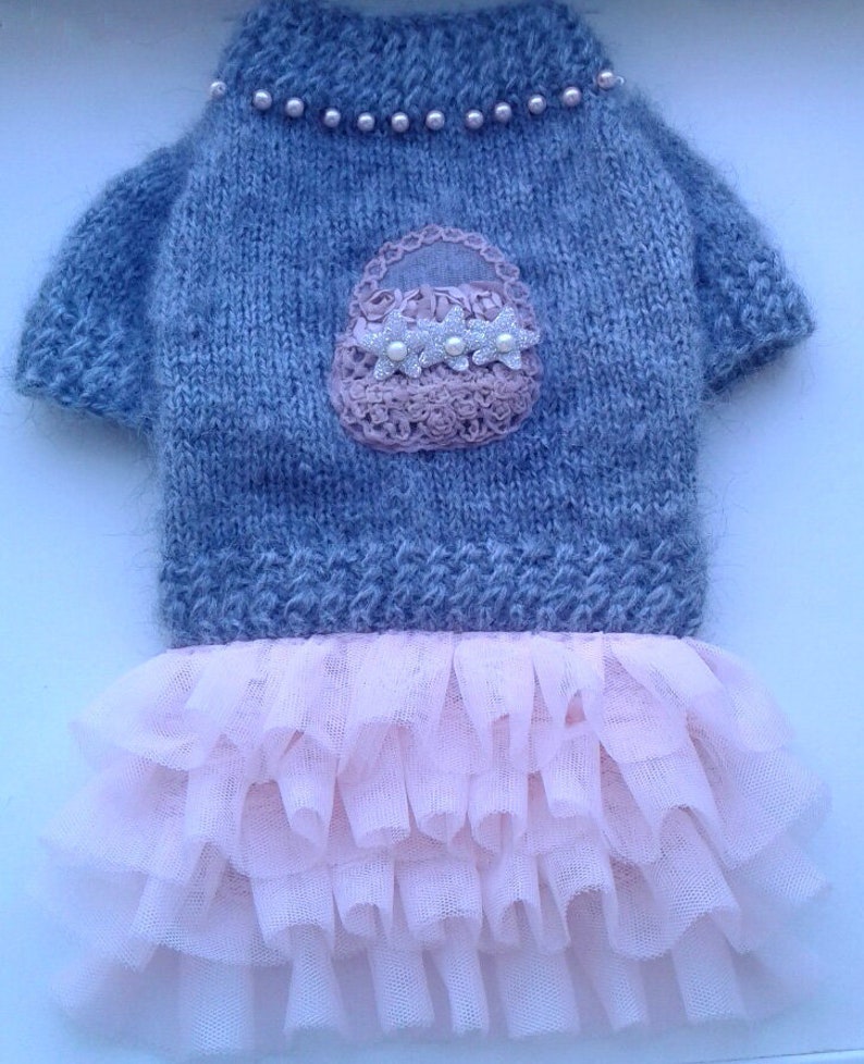 Gray Knitted Dress for a Dog Sweater for Dogs Dog Dress Etsy