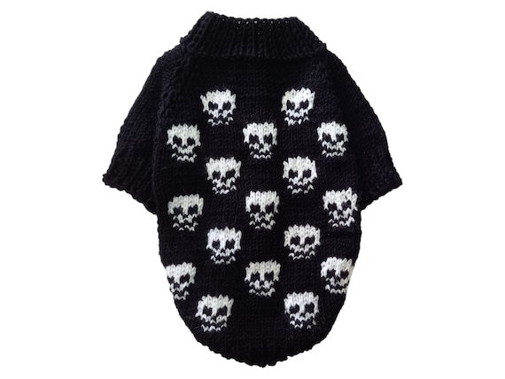 Hundepullover Mit Totenkopf-Muster – Größe M, 35,6 Cm Rückenlänge, 100% Acryl, Für Halloween & Winter