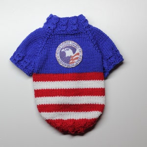 Patriotic sweater for dog  Dog Sweater Small dog clothes Knitted clothes for small dogs