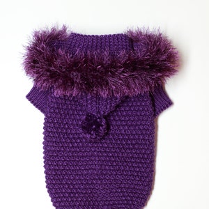 Purple sweater hooded for dogs, Custom clothes for small dogs, Clothing  for dog and cat, Coat for dogs