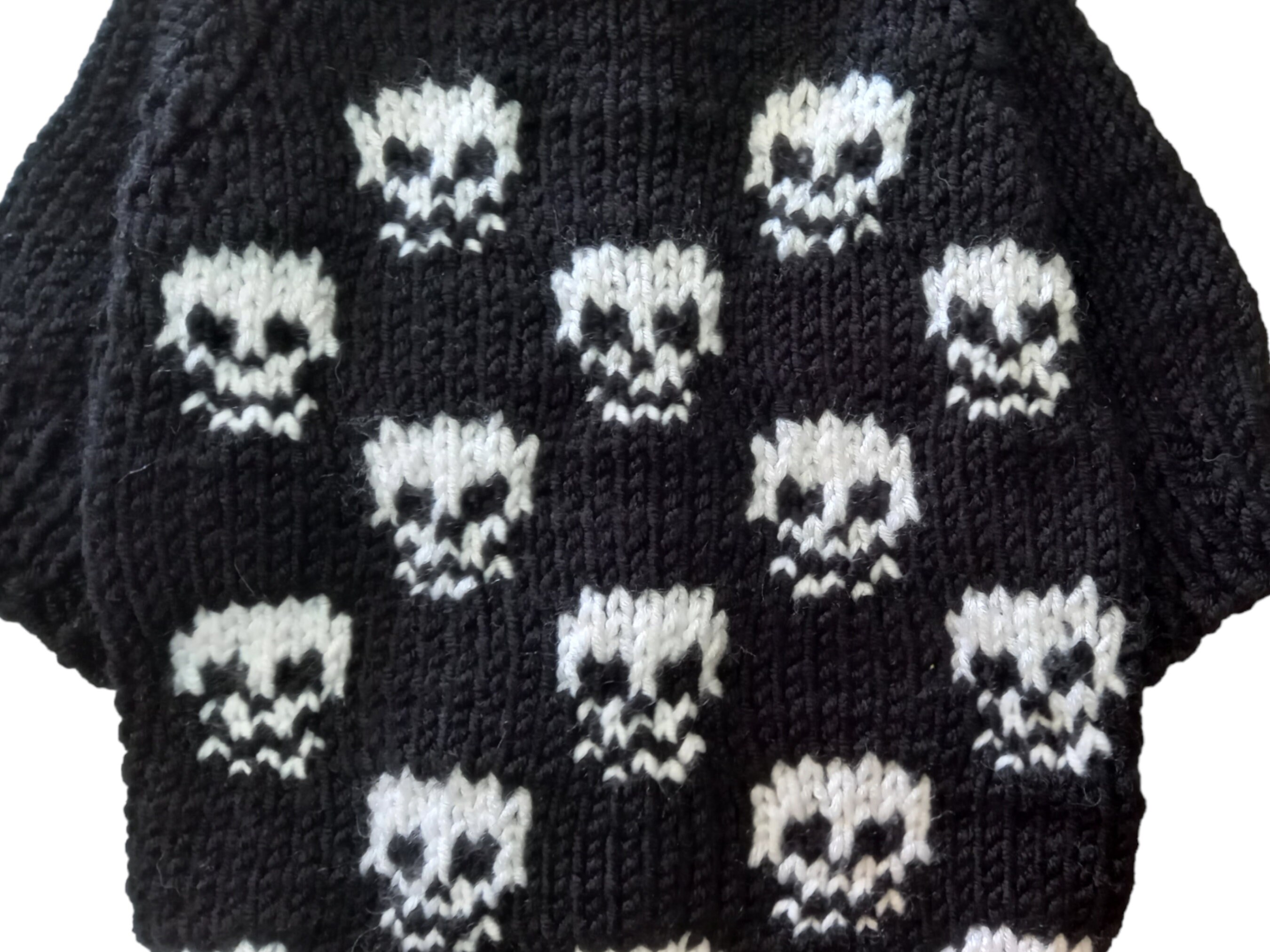 Hundepullover Mit Totenkopf-Muster – Größe M, 35,6 Cm Rückenlänge, 100% Acryl, Für Halloween & Winter