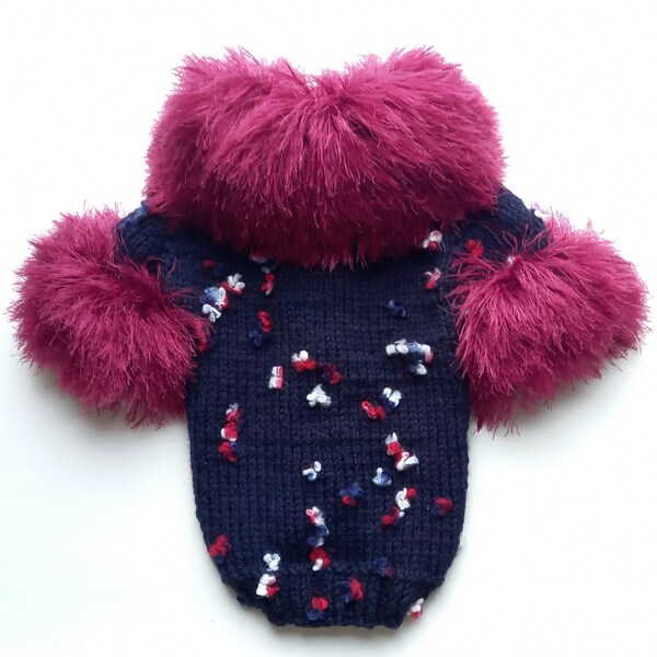 Dog Sweater, Cardigan for dogs , Sweater for dog and cat,  Clothes for small dog, Dark blue coat