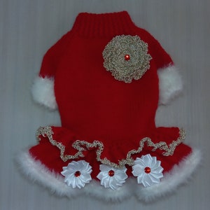 Red Christmas dress for dog Sweater for dogs Knitted clothes for dogs Clothes for small dogs custom