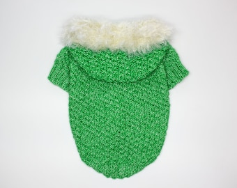 Green knitted sweater for  dog   Cotton jacket for a dog  Clothing for small dogs