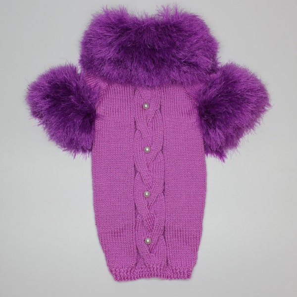 Lilac or lavenderr   sweater for dog Knitted  sweater for dog  Dog fur coat Custom pet clothes sweater for small dogs