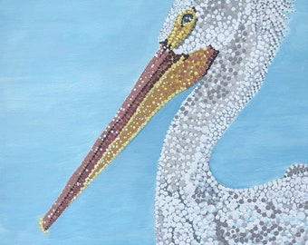 Witte pelikaan Dot Painting