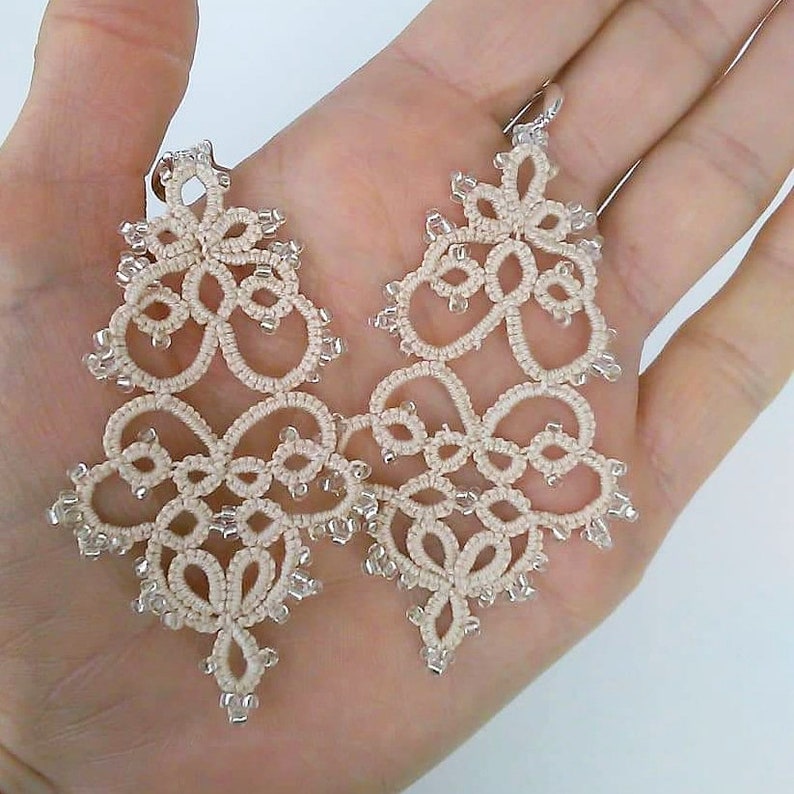 Tatting Earring Pattern Simple Tutorial for Needle Tatting Etsy