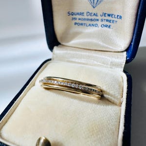 Set of Three 14k Yellow Gold Diamond Stacking Rings – Handmade Eternity Bands