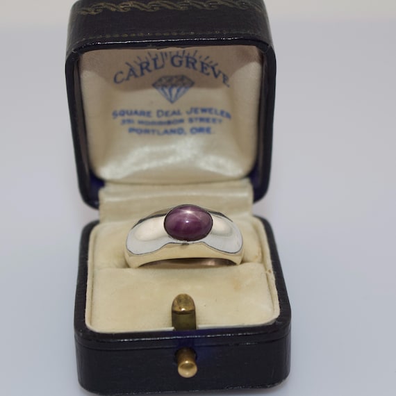 Vintage Sterling Silver Star Ruby Ring Domed Sign… - image 6