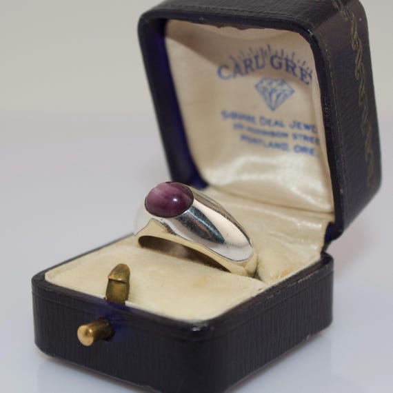 Vintage Sterling Silver Star Ruby Ring Domed Sign… - image 8