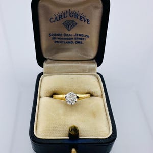 Victorian Old Mine Cut Diamond Solitaire Engagement Ring 18k Yellow Gold and Platinum