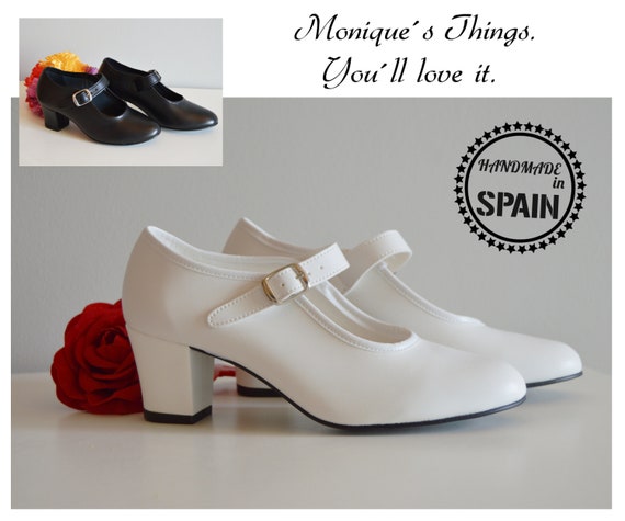 Zapatos De Flamenca Niña/Mujer Tipo Salón Con Pulsera Y Hebilla