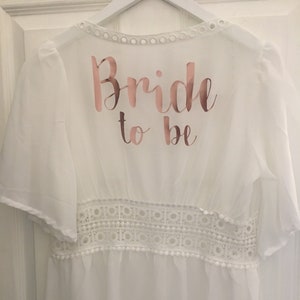 White Kaftan, personalised beach bride to be, bride, future mrs, swimwear, beachwear, bikini cover up, dress, maxi, cover up, wedding image 2