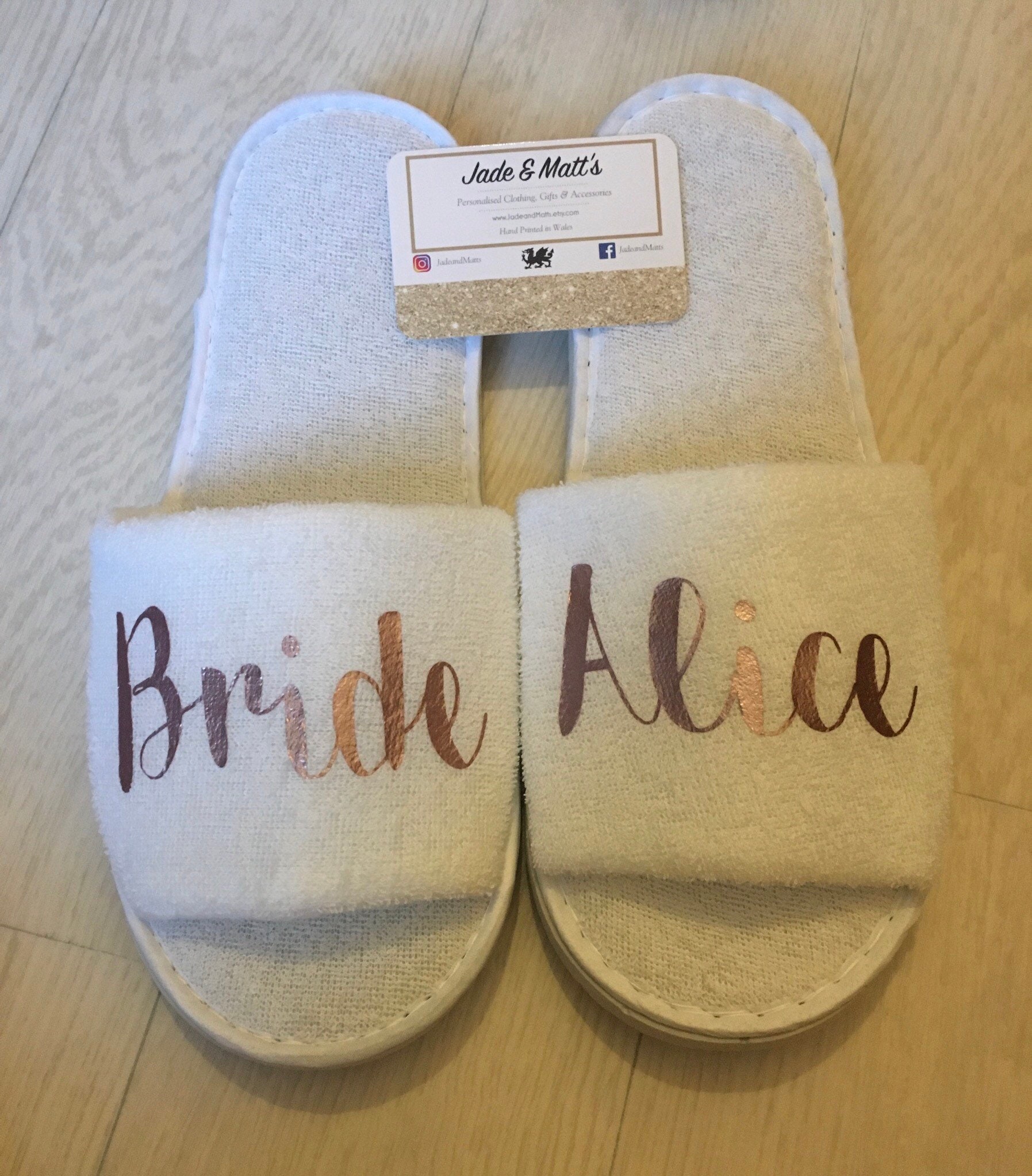 Bride slippers Wedding Morning Slippers Personalised spa Etsy