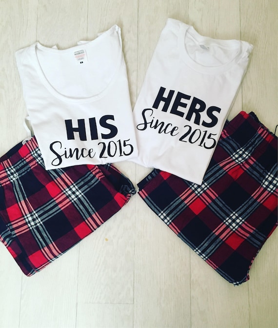 Personalised his and hers pyjamas sale