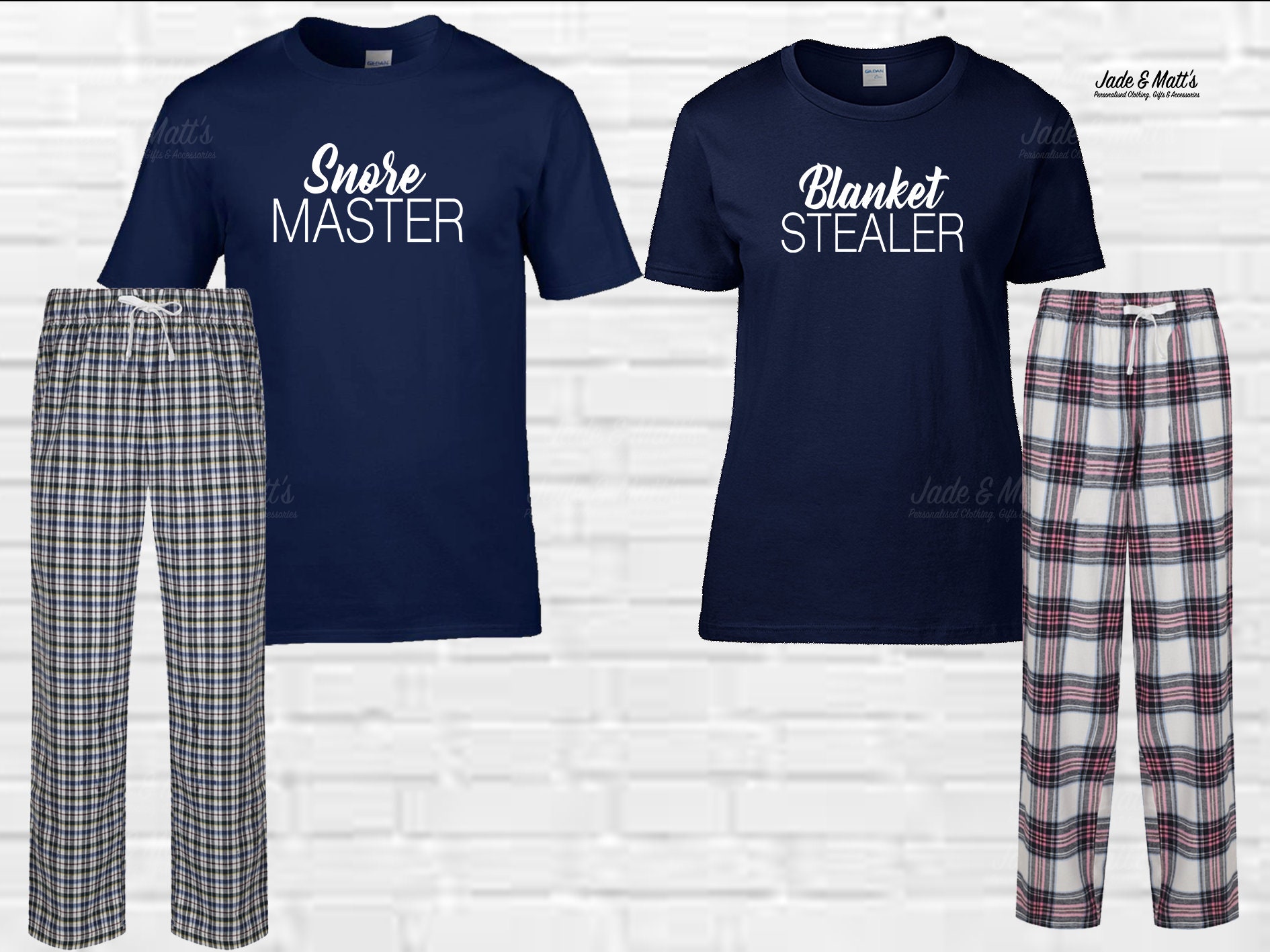 Snore Master Blanket Stealer His &amp; Hers PJS Valentines - Etsy UK