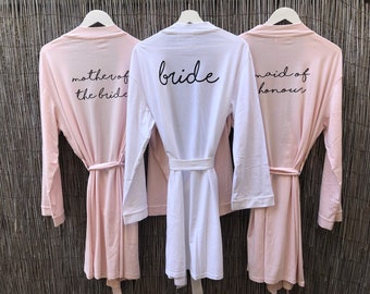 Personalised Robe, women's lightweight white cotton gown, dressing gown, wedding morning, bride to be, personalised bride, personalized