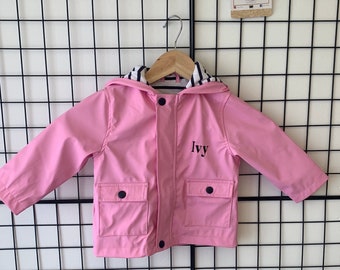 Personalised baby rain coat, jacket, personalized toddler rain mac, embroidered