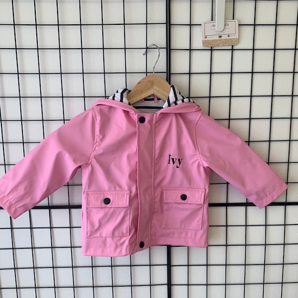 Personalised baby rain coat, jacket, personalized toddler rain mac, embroidered