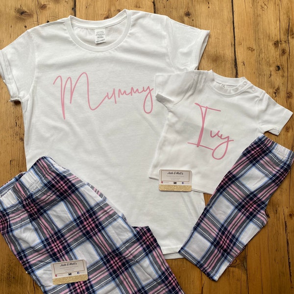 Mother & Daughter matching family pjs, personalised sets, matching set, personalized, mum,