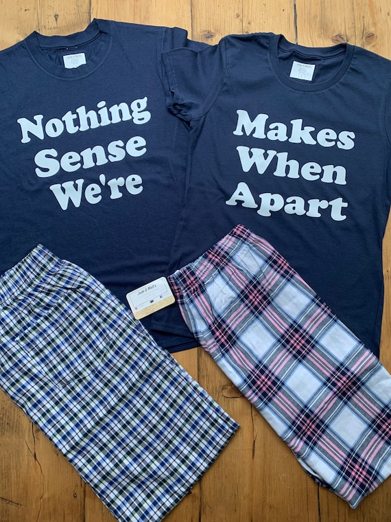 Sizes XS-4XL MENS WOMENS Unisex and Plus Size Matching Couples I Like His Beard I Like Her Butt Christmas Pajamas PJS Couples Christmas Pjs 