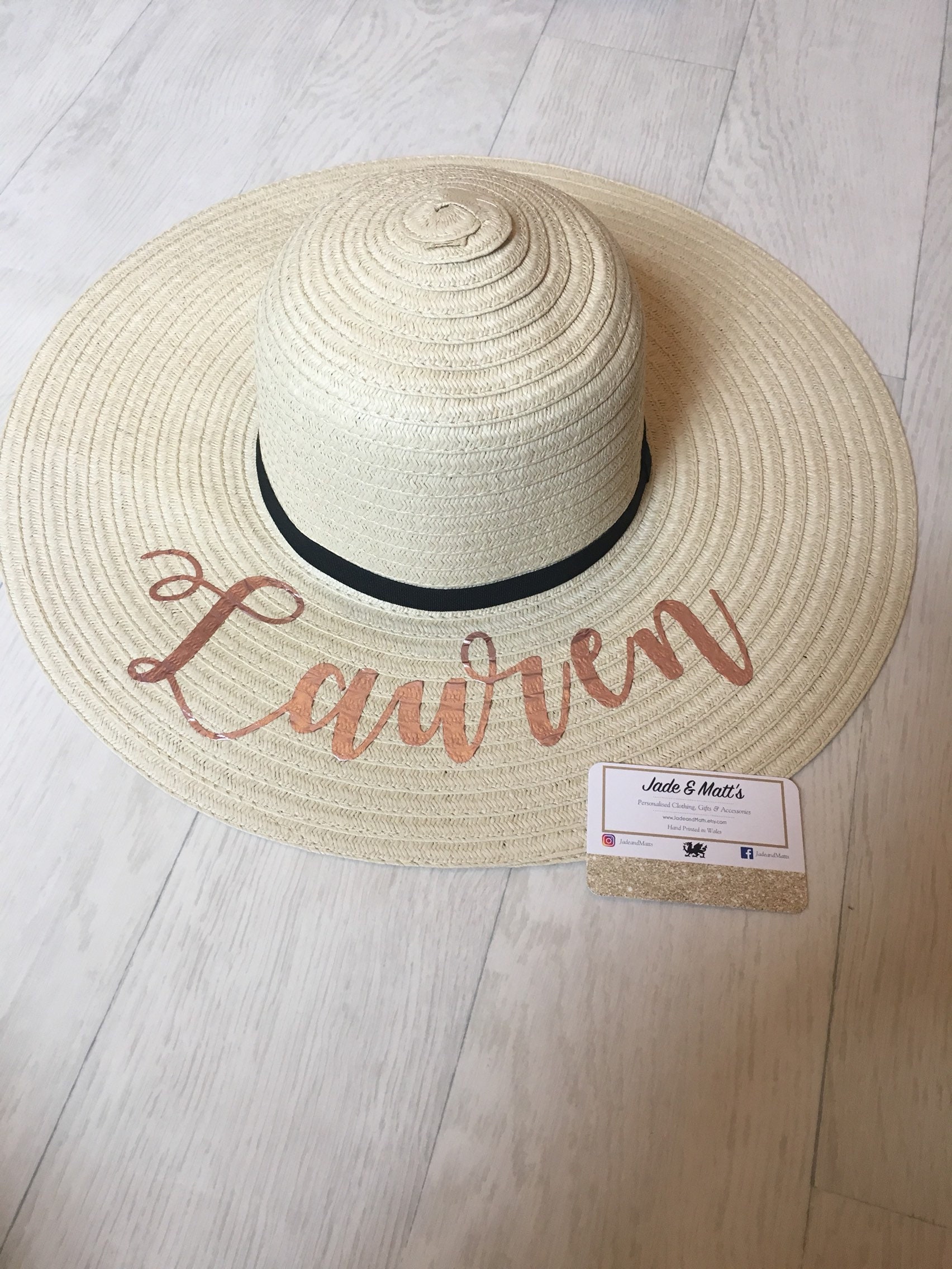 Personalised Sun Hat Name Hat Holiday Bride Floppy Hat Etsy UK