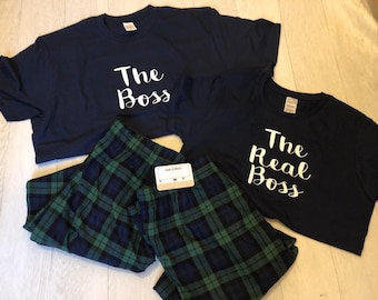 His & Hers Pjs, Tartan Pyjamas, gift, bride to be, couple PJ Set, couples set, matching pjs, personalized set