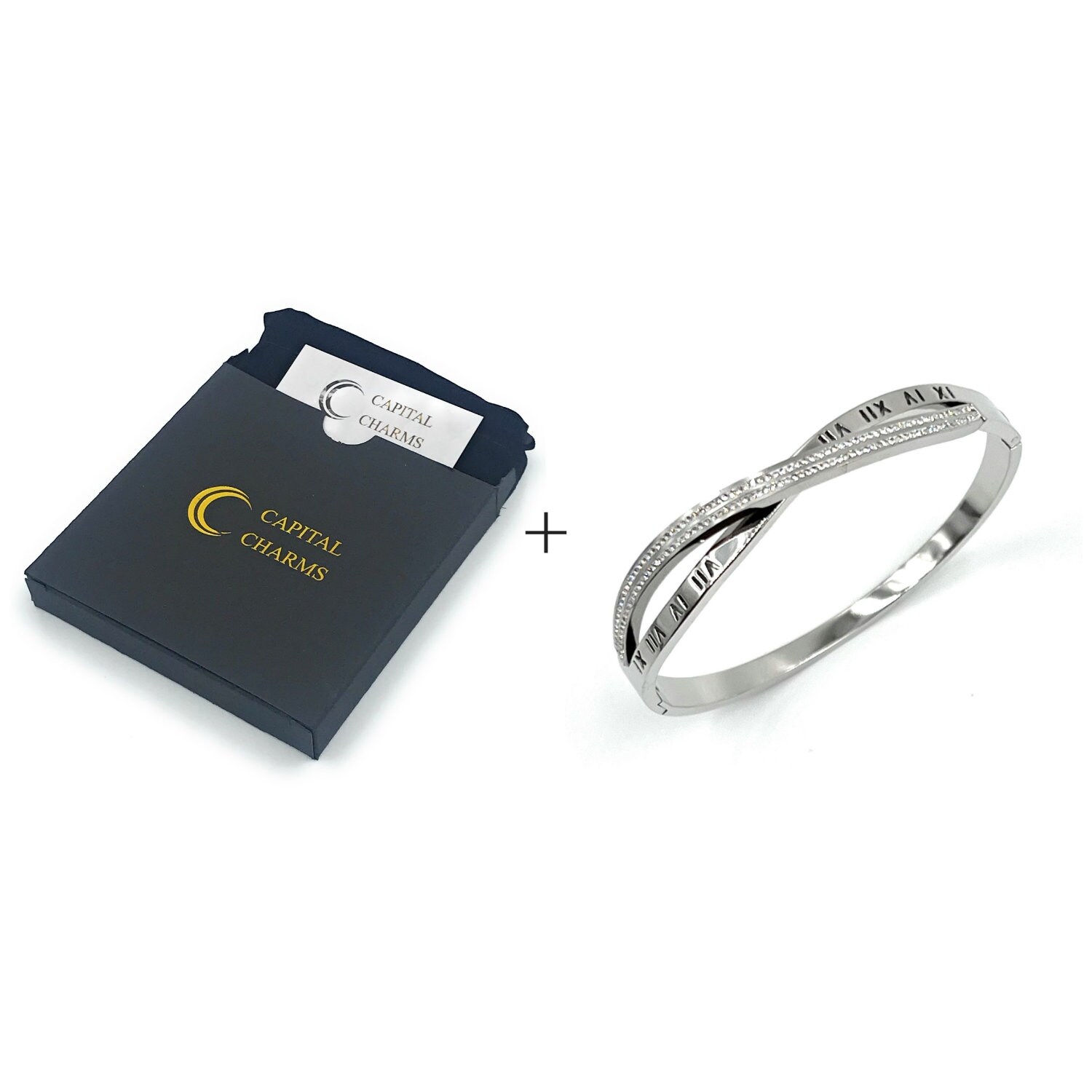 COOLSTEELANDBEYOND Two-Row Twisted Cable Bangle Bracelet - Stainless Steel, Silver/Gold/Black, 7.09 Inch - View #11