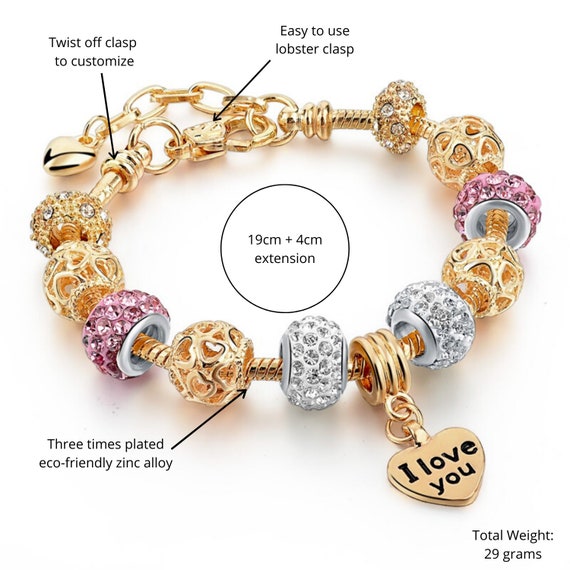 Capital Charms PS Love You Gold Charm Bracelet Set With