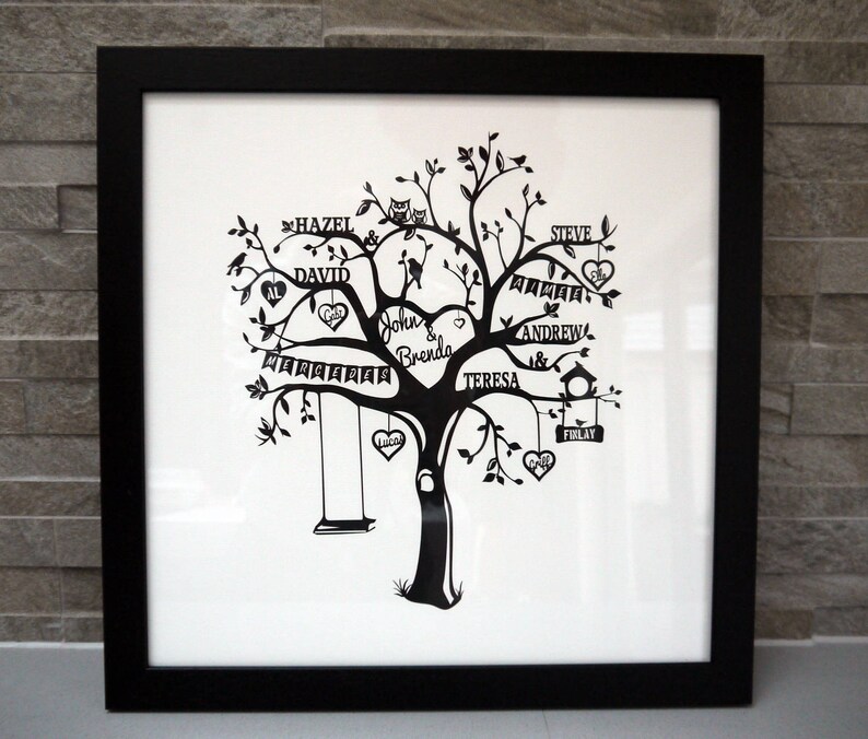 Personalised family tree papercut personalized gift custom