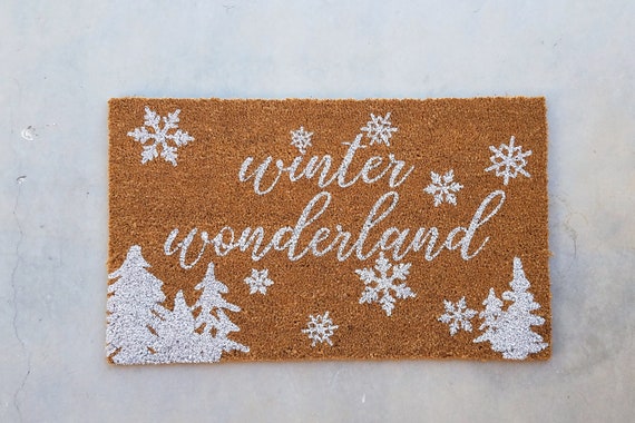 Winter Wonderland Script Christmas Door Mat Winter Door Etsy