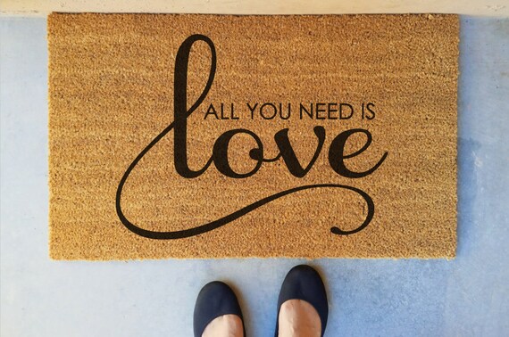 All You Need Is Love Valentine S Day Door Mat Coir Etsy