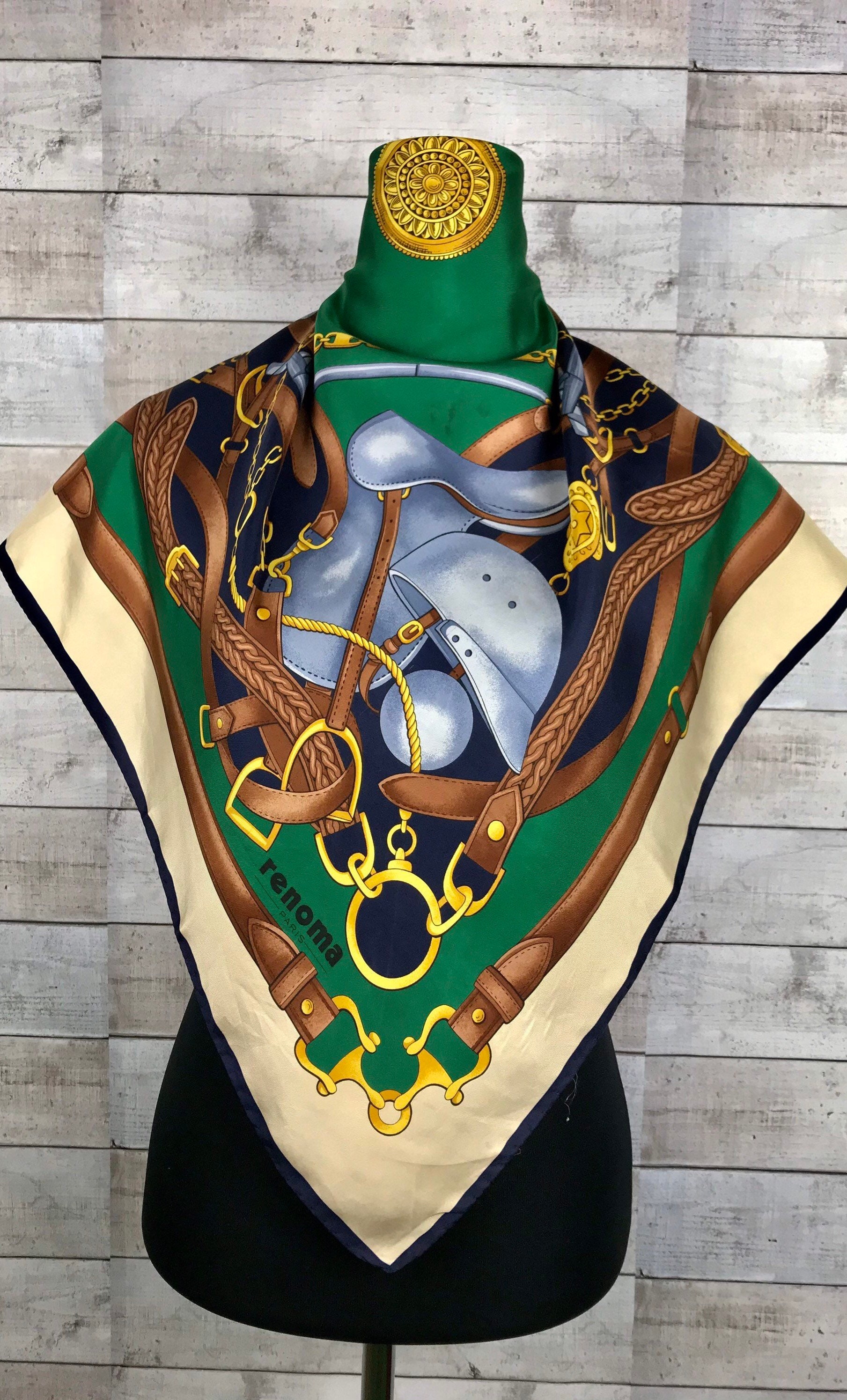 Free Shipping Renoma Paris silk scarf vintage Bb size 34 x 34 Etsy