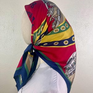 Freeshipping Vintage silk scarves stunning color / elegant french style/ 90s  scarves silk material size 34 inches Sz5577