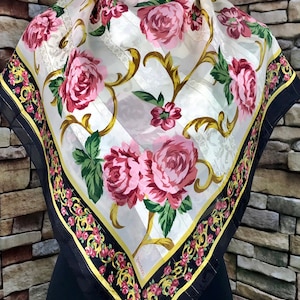 Freeshipping Loredano floral scarf silk vintage (gs303)