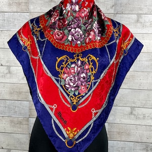 Free shipping Marelli silk scarf vintage A43 size 34 x 33 inches