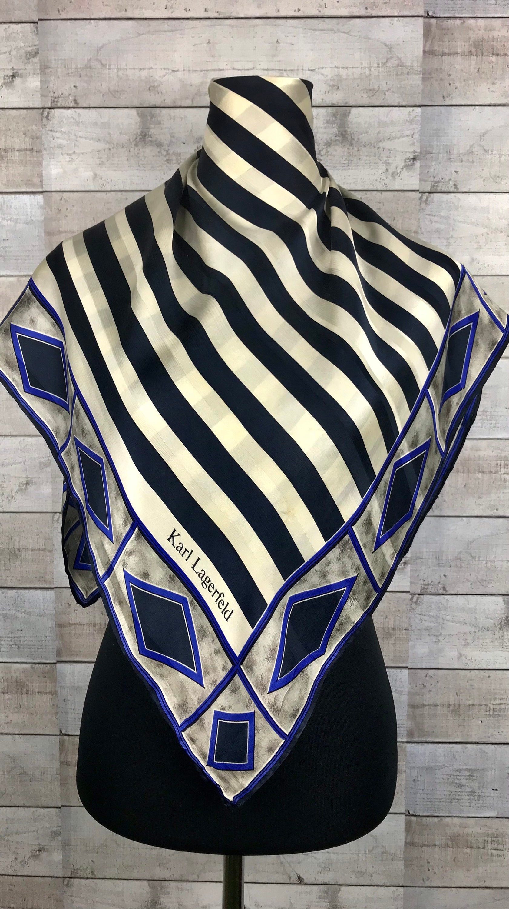 Free Shipping Karl Lagerfeld silk scarf vintage ab19 size 34 x Etsy