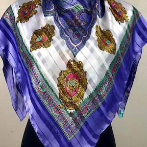 Freeshipping Vintage gloria mode vintage scarf silk blue (gs237)
