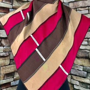 Freeshipping vintage scarf stripe red and brown pierre balmain (gq310)