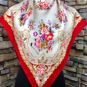 Free shipping Aquascutum red silk scarf vintage (z90)