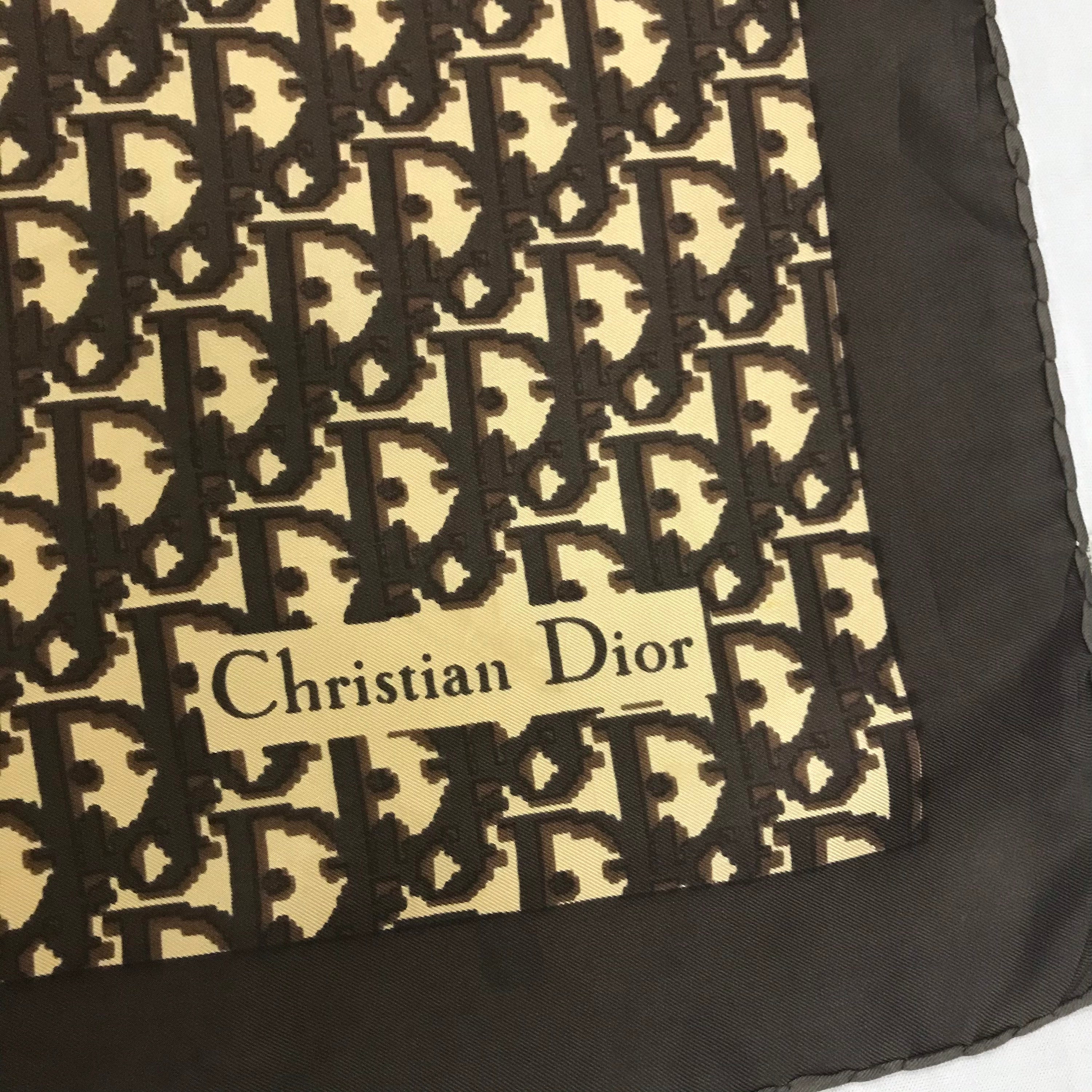 Freeshipping Christian Dior Monogram Silk Scarf Vintage Scarves Y1244 ...