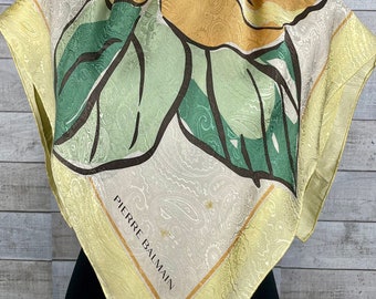 Foulard Pierre Balmain Authentique En Soie - Multicolore Géométrique - Occasion Vintage
