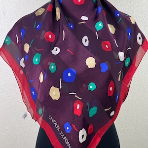 Freeshipping Charles jourdan silk Scarf vintage scarves  Size 34 inches Sz 1848