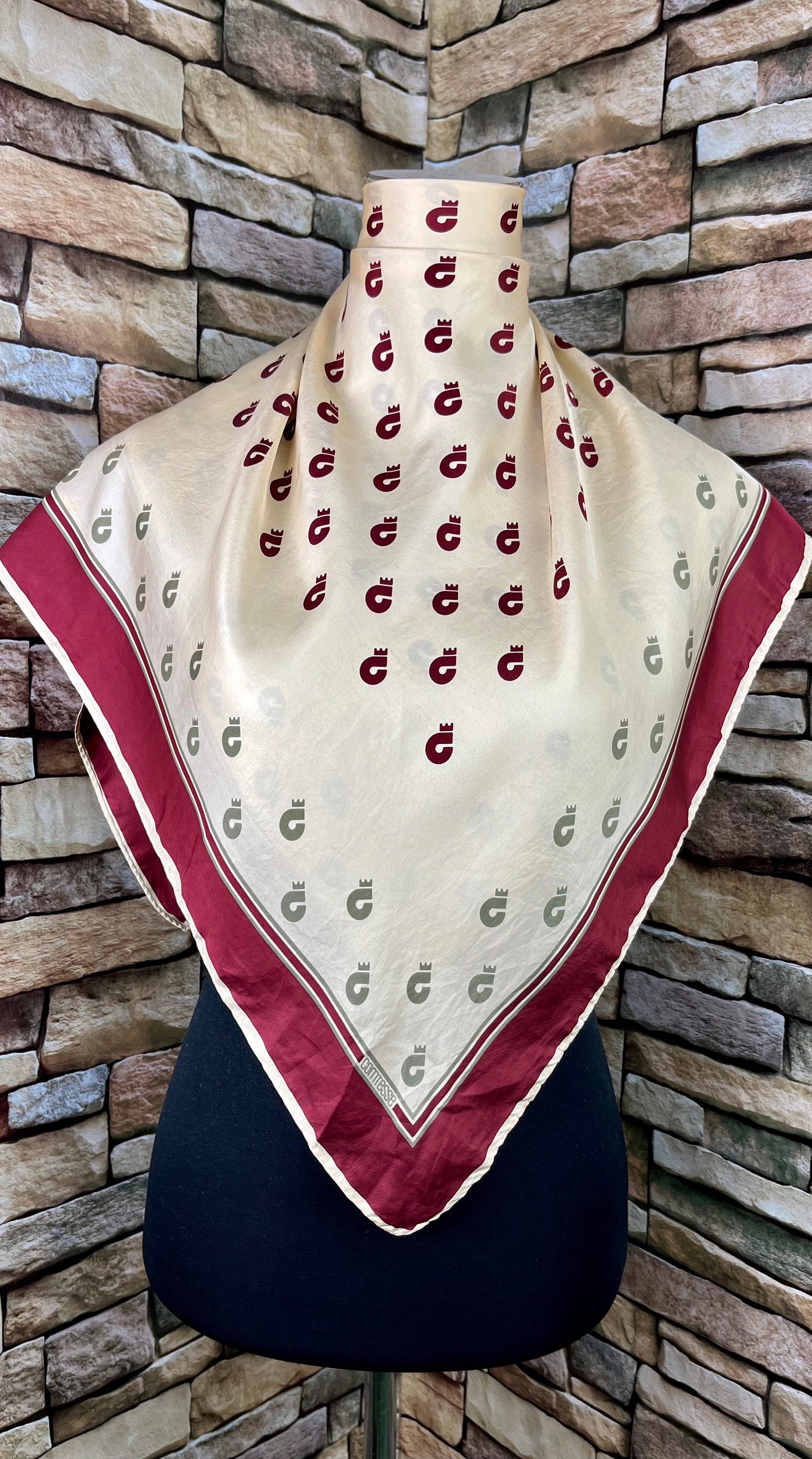 最も完璧な Vintage Scarf Silk Comtesse Freeshipping Scarves Etsy - (C13) 小物