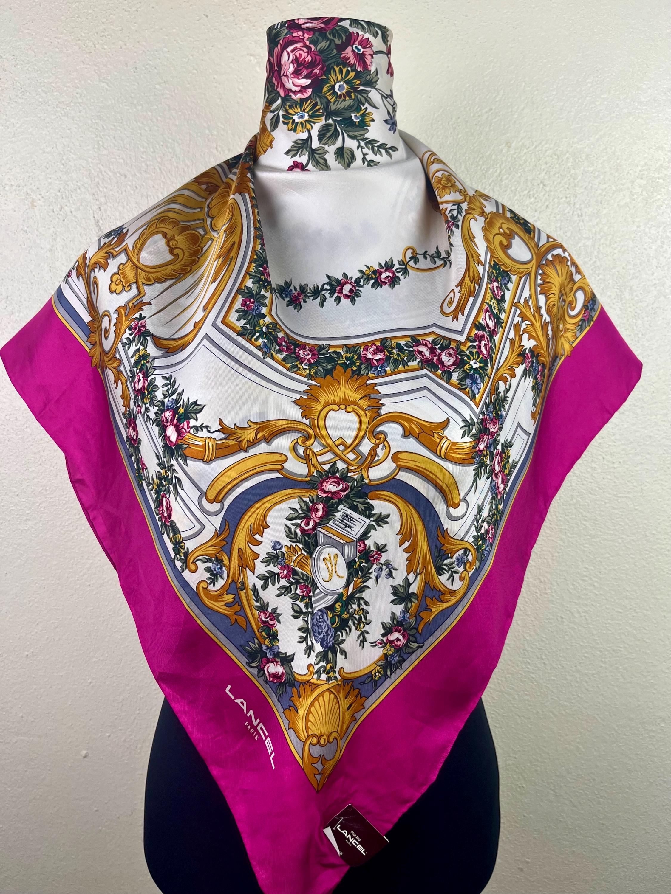 【 VINTAGE 】 Silk Lavaliere Scarf Vintage Monique Valery Silk Scarf, Twill Silk Scarf, Vintage